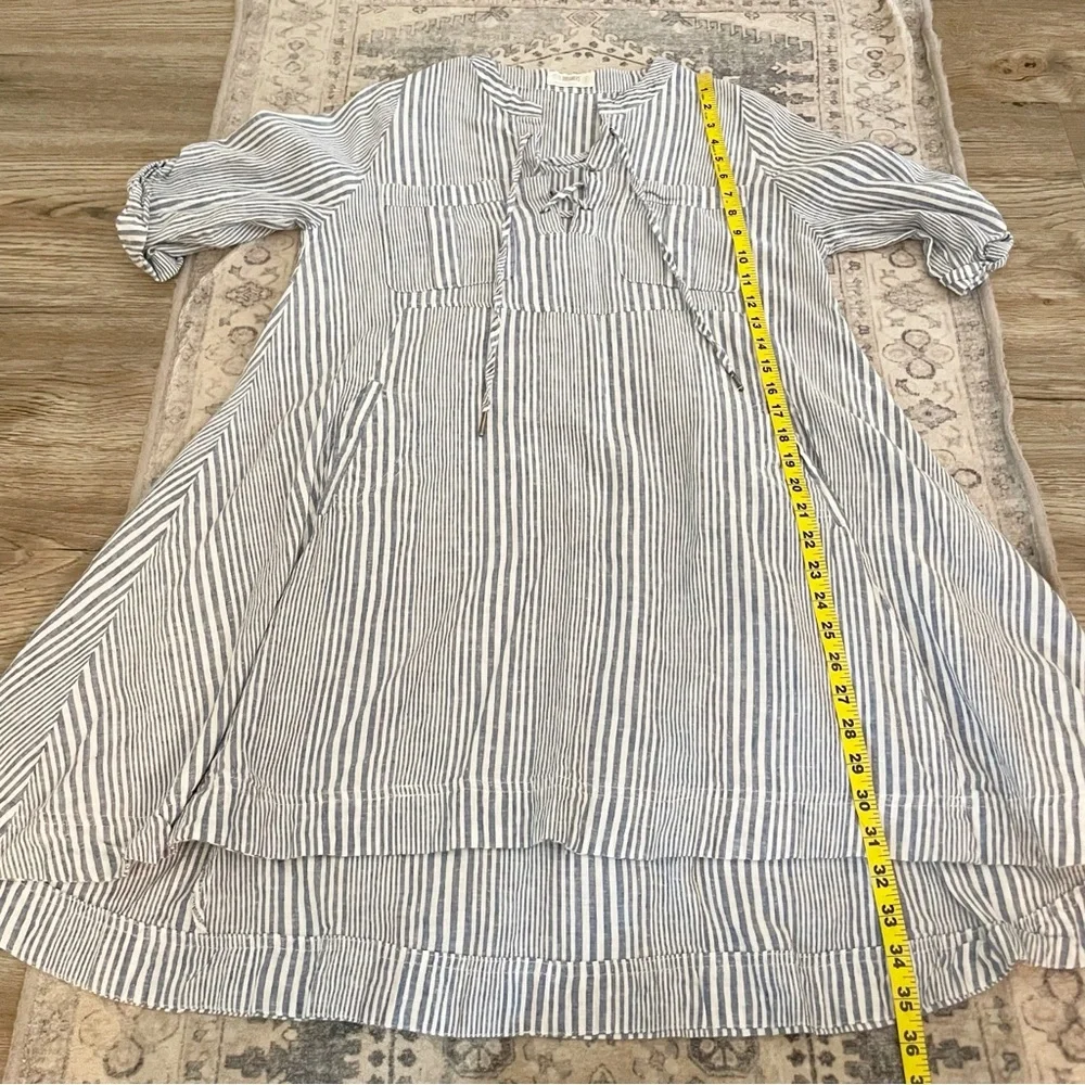 4our Dreamers Striped Linen Blend Tunic Dress Flare Beach Coastal Cowgirl Small